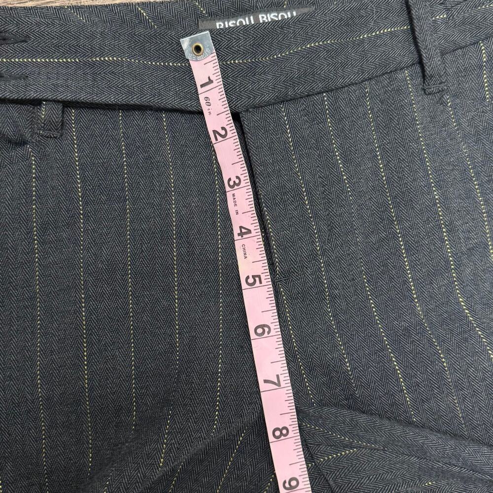 Vintage Y2K Bisou Bisou Gray Low Rise Dress Pants with Gold Pinstripes Size 4 - Picture 4 of 6